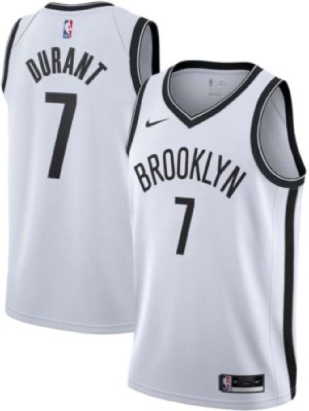 Nike White and Black Brooklyn Nets Kevin Durant #7 Basketball Jersey size Small